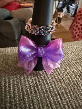 Bomb Party The Scattered Band Rose Gold Plated Aqua Blue Spinel and Amethyst Rin
